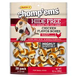 Chomp'ems Hide Free Knot Bones Two Tone Chicken, 20 count