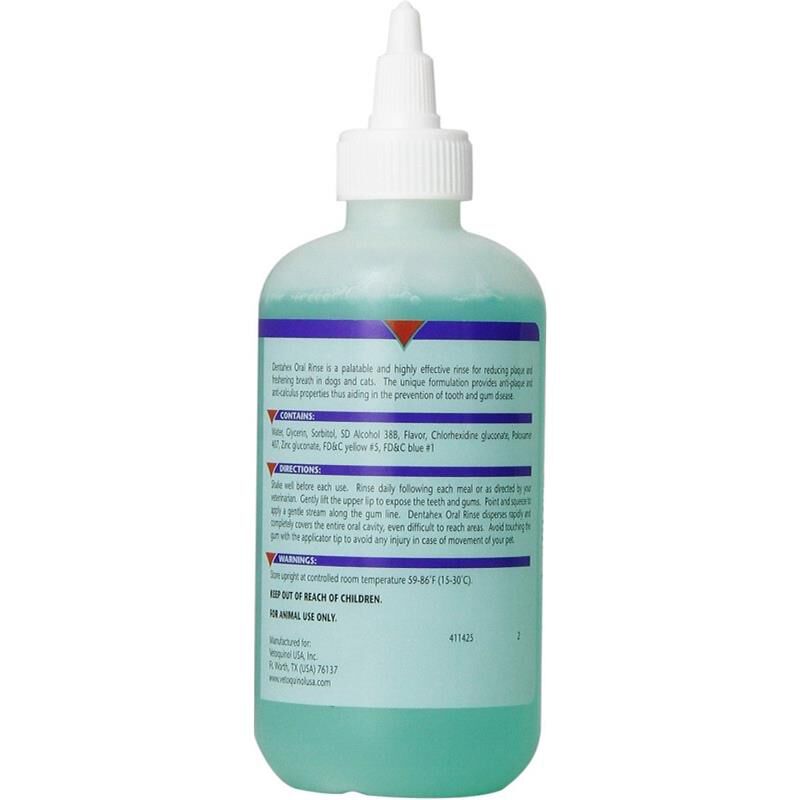 Dentahex Oral Rinse for Dogs and Cats with Chlorhexidine 0.12 and Zinc 8 oz
