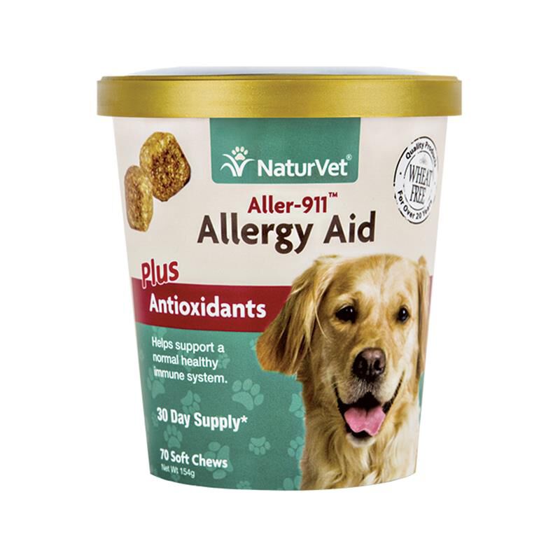 NaturVet Aller-911 Allergy Aid Plus Antioxidants for Dogs, 70 Soft Chews