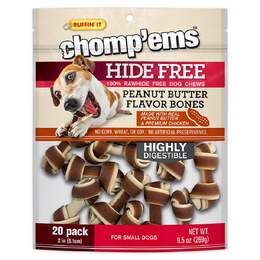 Chomp'ems Hide Free Knot Bones Two Tone Peanut Butter, 20 count