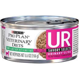 Purina Pro Plan Veterinary Diets UR Savory Selects Urinary St/Ox Turkey and Giblets Recipe in Sauce Adult Cat Food, 24 pack of 5.5- oz cans