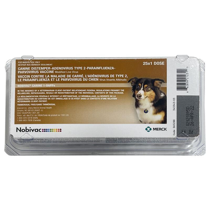 Nobivac Canine 1DAPPv (5 Way) for Dogs, 25dosage tray