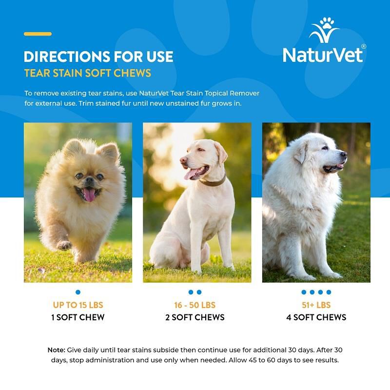 NaturVet Tear Stain Supplement Plus Lutein Soft Chews for Dogs and Cats