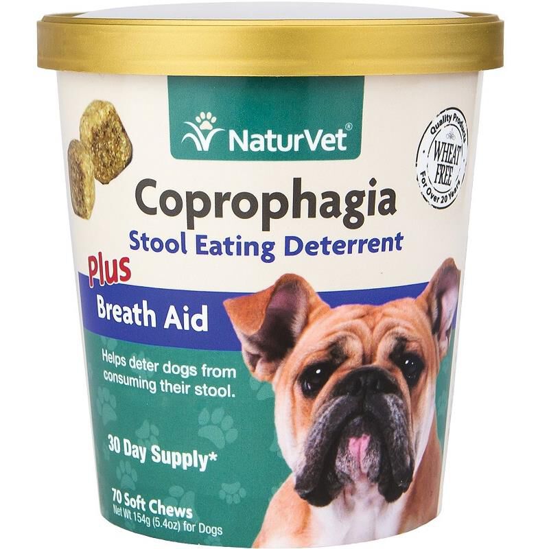 NaturVet Coprophagia Stool Eating Deterrent Plus Breath Aid, 70 Soft Chews