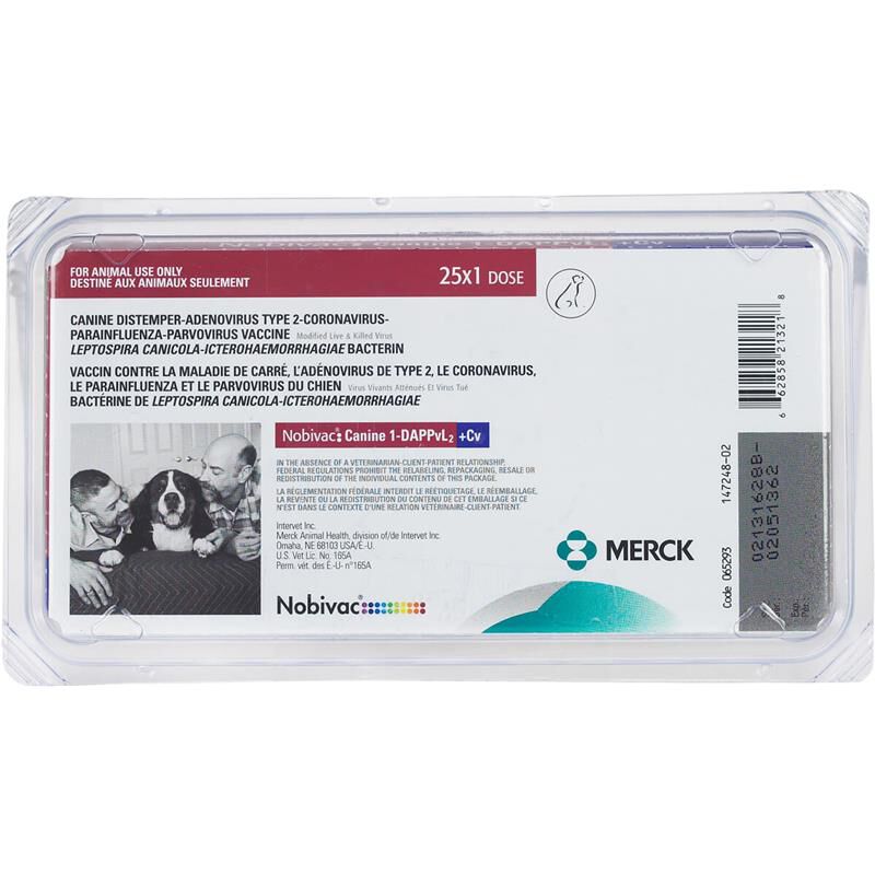 Merck Animal HealthNobivac Canine 1-DAPPvL2+Cv (5 Way + Lepto + Corona) for Dogs, 25-dosage tray