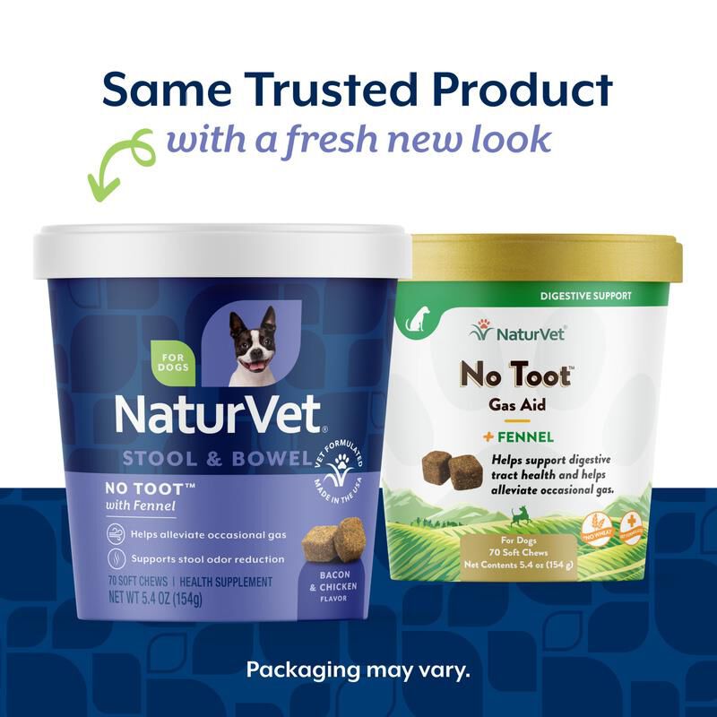 NaturVet No Toot Gas Aid Plus Fennel for Dogs, 70 Soft Chews