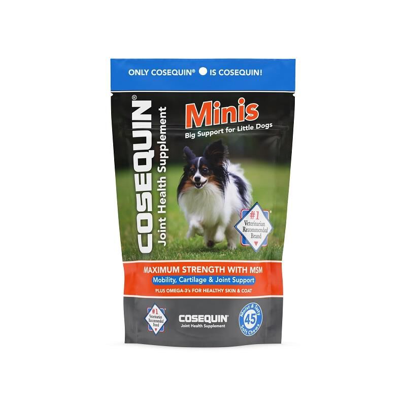 Nutramax Cosequin Minis Joint Supplement for Small Dogs, Max Strength with MSM plus Omega-3's, 45 Soft Chews