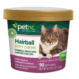 PetNC Hairball Chicken and Cheese Flavor Soft Chews for Cats, 90 ct