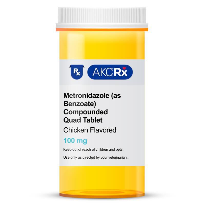 Metronidazole (as Benzoate) Compounded Quad Tablet Chicken Flavored, 100 mg