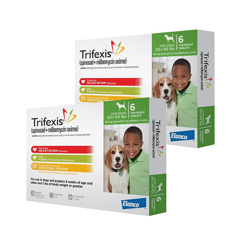 Trifexis Chewable Tablets for Dogs 20.1-40 lbs Green, 12 Month Supply
