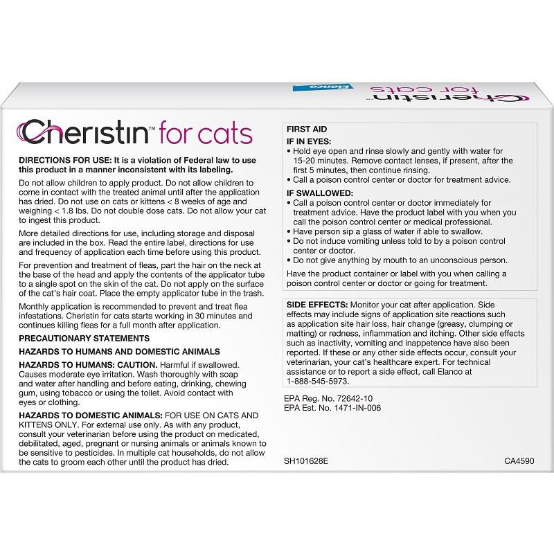 Elanco Animal Health Cheristin for Cats for Fleas, 6 Monthly Doses