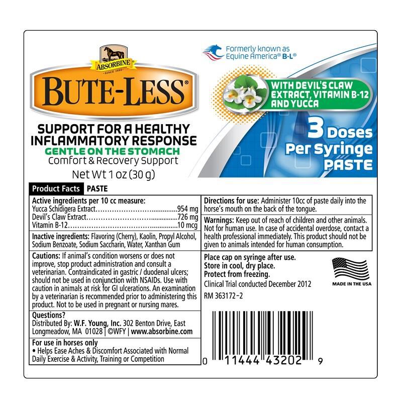 Absorbine Bute-Less Paste 3 Dose Syringe, 1 oz