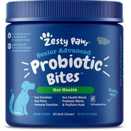 Zesty Paws Advanced Probiotic Bites Digestion Supplement for Senior Dogs Chicken Flavor, 90 soft chews