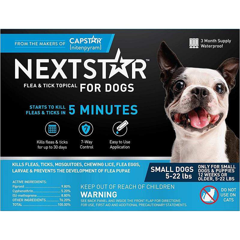 NEXTSTAR Fast Acting Flea & Tick Treatment Small Dog 5-22 lbs, 3 doses