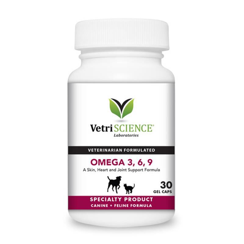 VetriScience Healthy Skin Omega 3, 6, 9 for Dogs and Cats Gel Caps