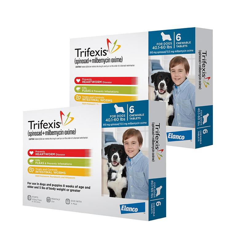 Trifexis Chewable Tablets for Dogs 40.1-60 lbs Blue, 12 Month Supply