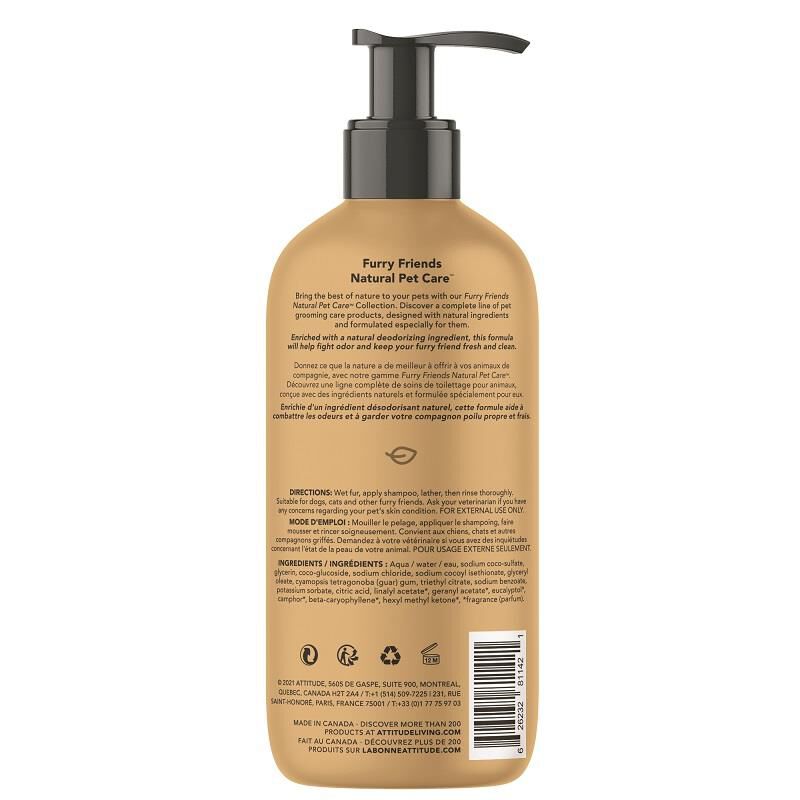 ATTITUDE Furry Friends Lavender Deodorizing Shampoo for Pets 16 oz
