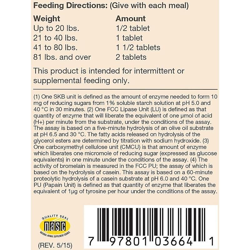 NaturVet Digestive Enzymes, 90 Chewable Tabs