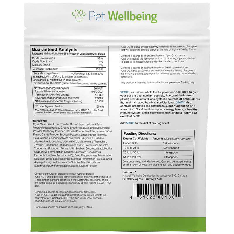 Pet Wellbeing SPARK Daily Nutritional Supplement for Dogs and Cats, 100 g