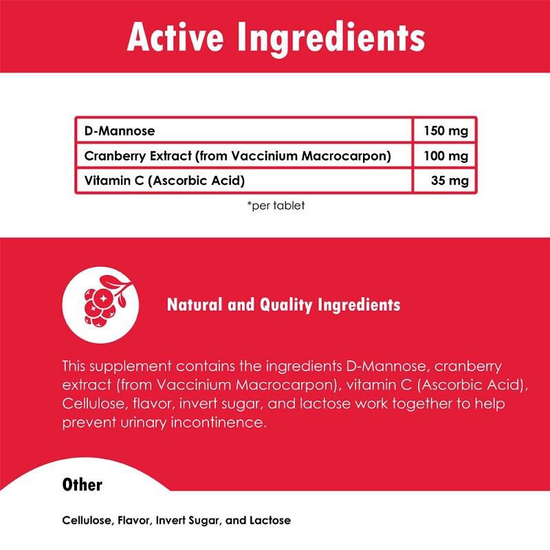 Cranberry D-Mannose Urinary Tract Support for Dogs and Cats, 60 chewable tablets